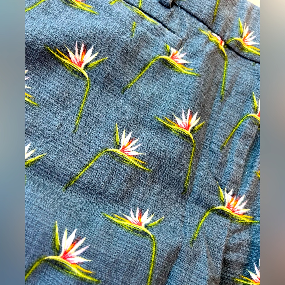 Ann Taylor Blue Cotton Floral Birds of Paradise Devin Fit
Cropped Pants Capris - Picture 3 of 5